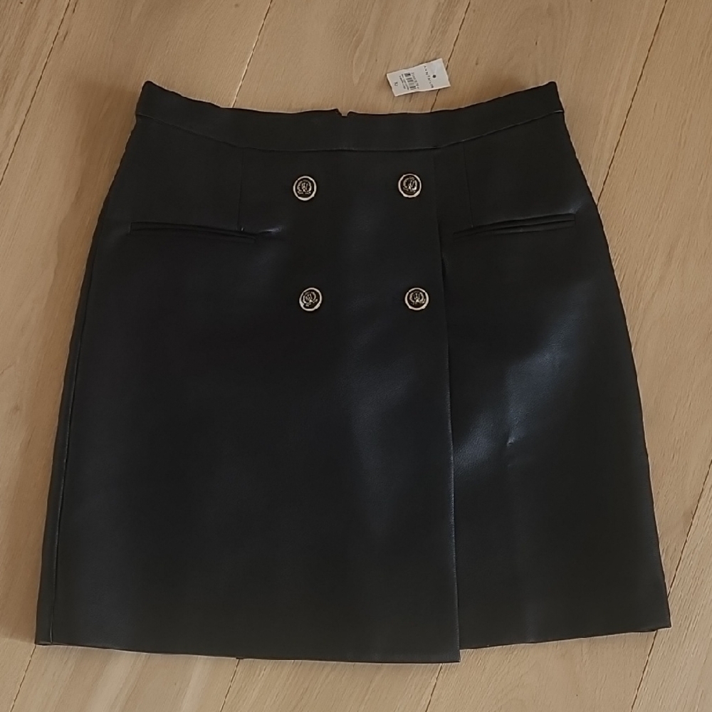 Ann Taylor Navy Faux Leather Skirt Size 10